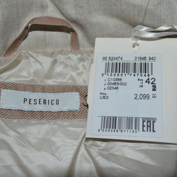 NWT $2099 Sz 42 S Peserico Beige Down Filled Monil Chain Detail Jacket Coat - Picture 10 of 10